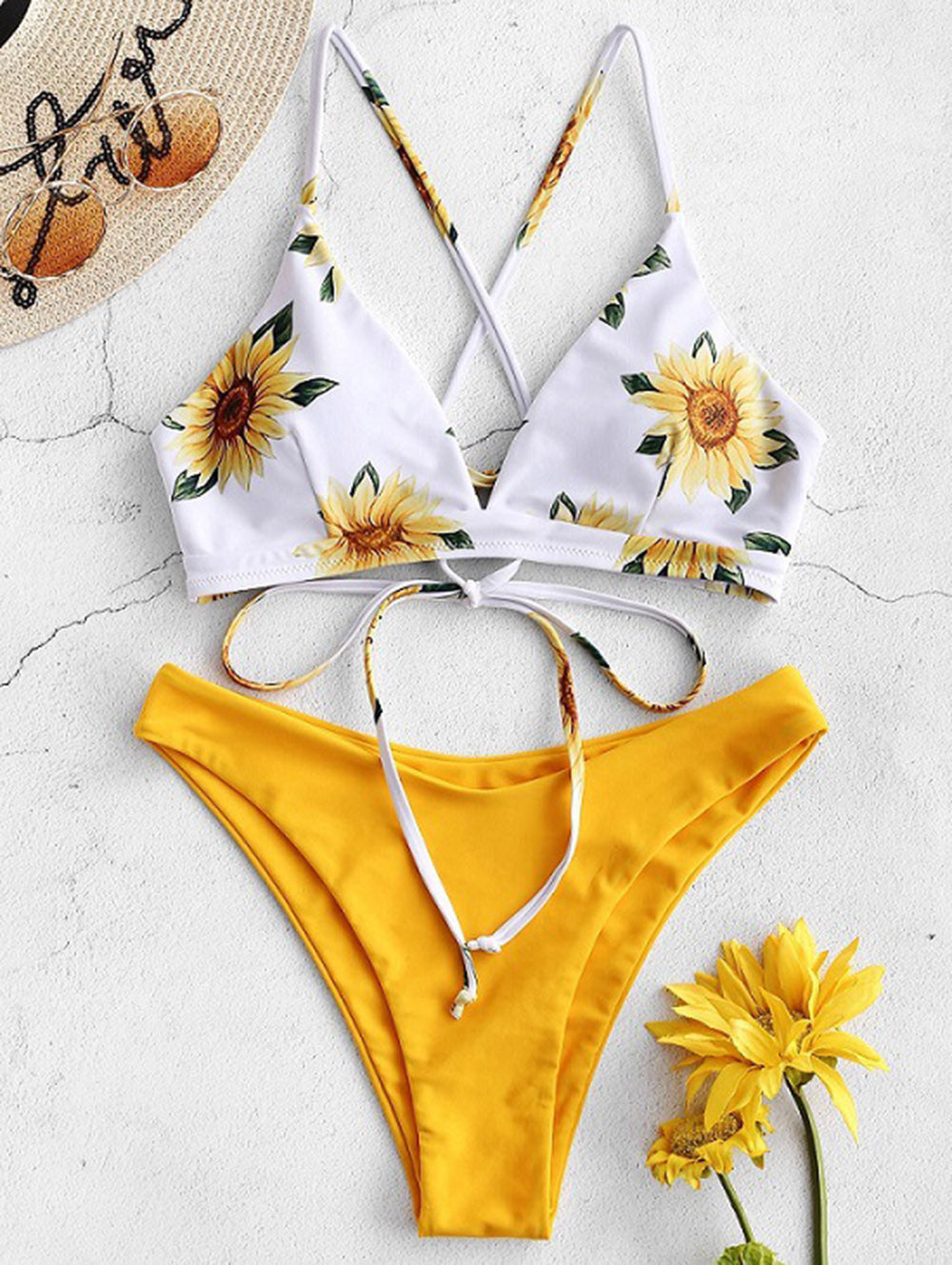 Bikini set sunflowers yellow