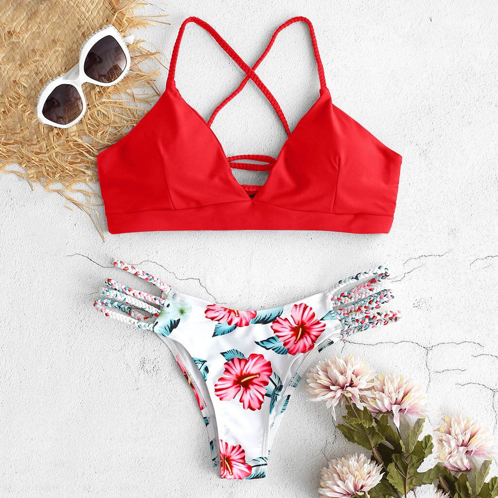 Bikini set flowers red