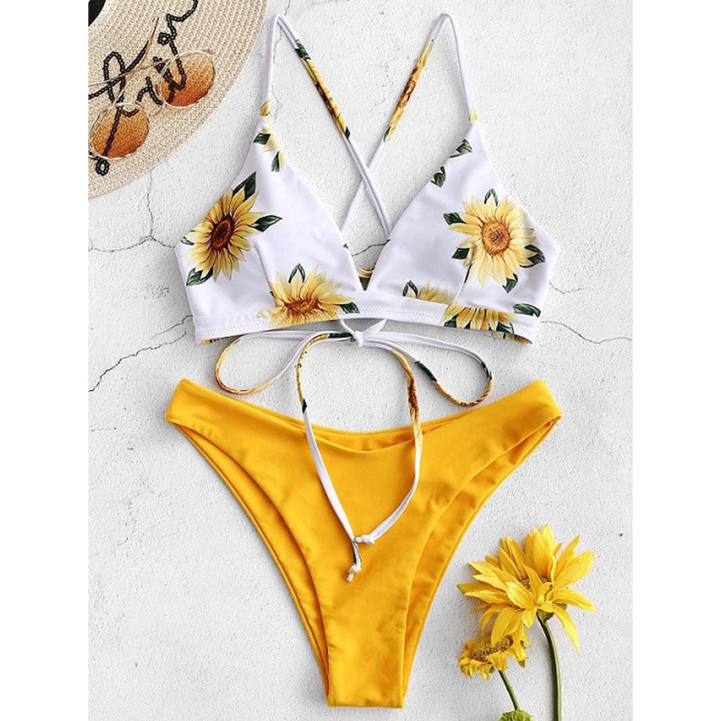 Bikini set sunflowers yellow